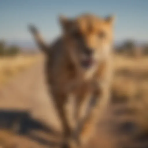 A cheetah sprinting across the savannah showcasing its speed and agility