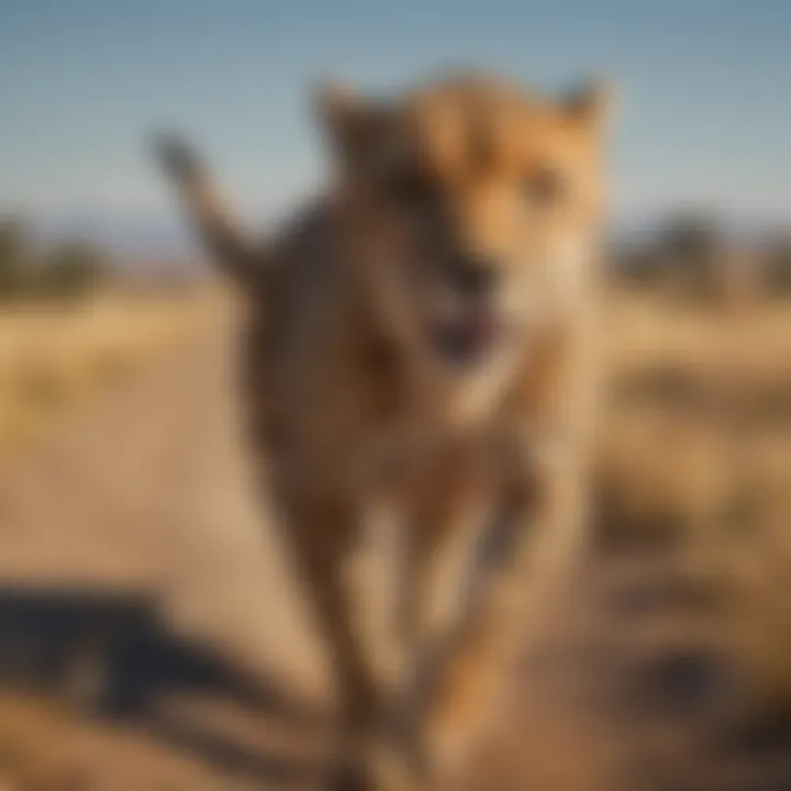 A cheetah sprinting across the savannah showcasing its speed and agility