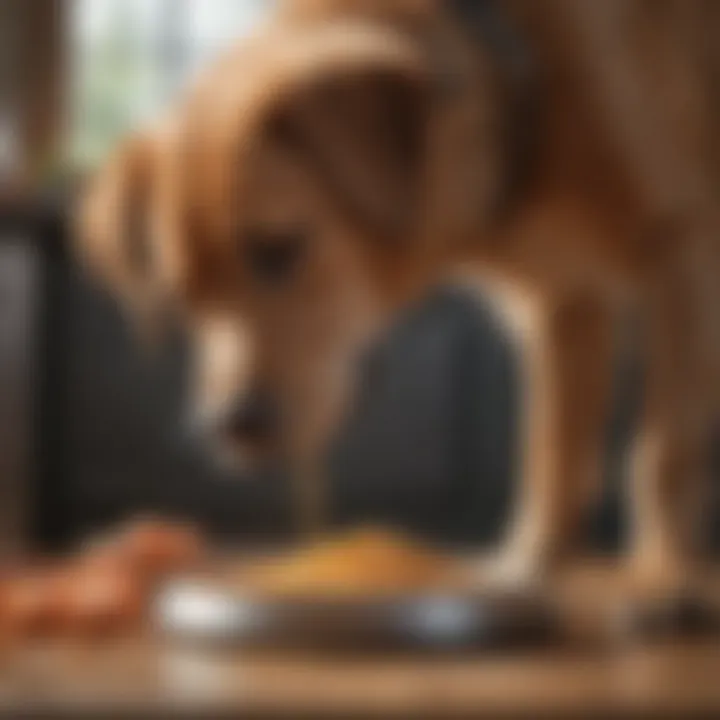 Dog owner measuring food