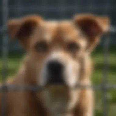 Enhanced Chain-Link Fence for Dog Safety A chain-link fence with added features to prevent jumping.