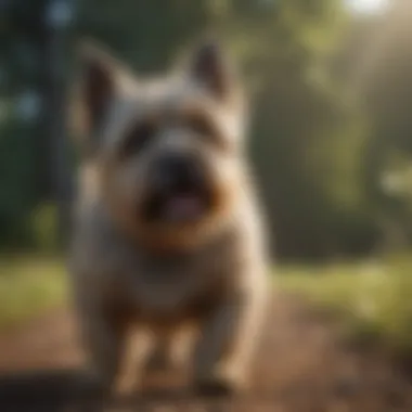 Happy Cairn Terrier playing outdoors