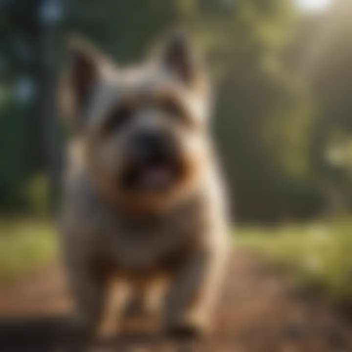 Happy Cairn Terrier playing outdoors