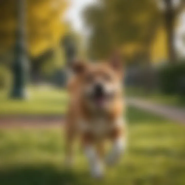 A joyful dog playing in a park, emphasizing the bond between owner and pet.