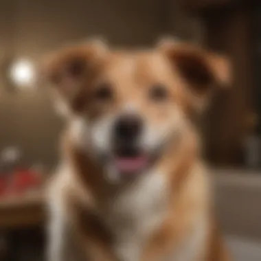 A happy dog being pampered with at-home grooming practices.