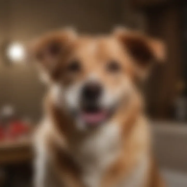 A happy dog being pampered with at-home grooming practices.