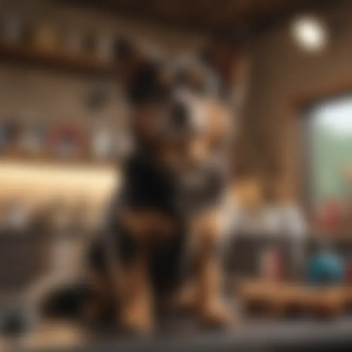 A serene grooming salon showcasing various tools and equipment for dog grooming.