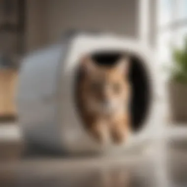 Benefits of Hooded Litter Boxes for Large Felines An infographic showing the benefits of hooded litter boxes for large felines, emphasizing comfort and privacy.