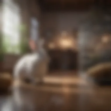 Spacious Indoor Rabbit Habitat Spacious indoor rabbit cage with natural lighting