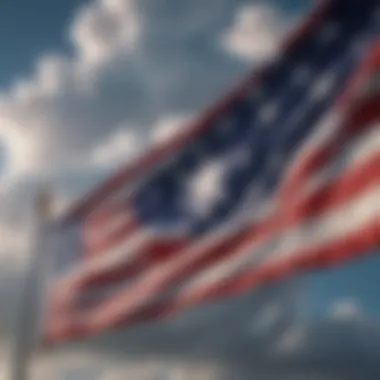 United States Air Force flag with clouds and wings