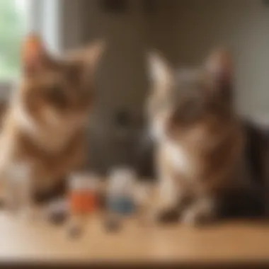Flea and Tick Medication Choices Various flea and tick medication options for cats on a table