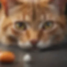 Close-up of a cat with flea and tick pills