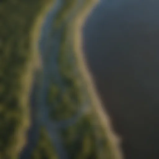 Aerial view showcasing the meandering paths of the Mississippi River