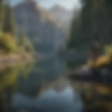 Casting in the Mountains Angler casting a line into a scenic mountain lake