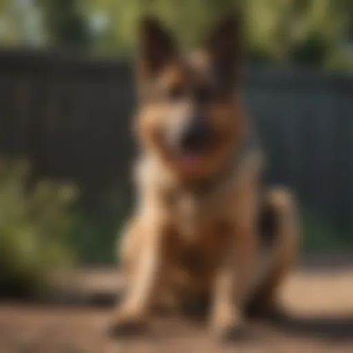 German Shepherd performing a command
