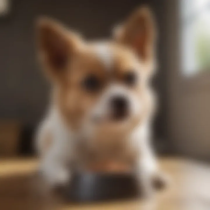 Small dog enjoying a bowl of kibble