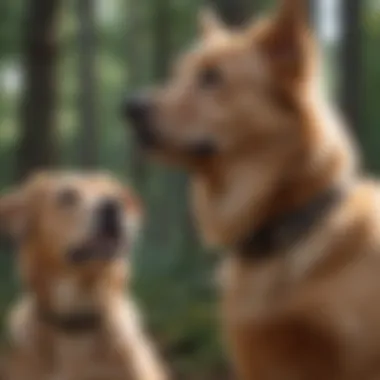 A satisfied pet owner observing their dog responding positively to training