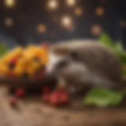 A nutritious bowl of hedgehog food featuring insects and fruits