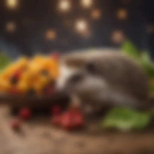 A nutritious bowl of hedgehog food featuring insects and fruits