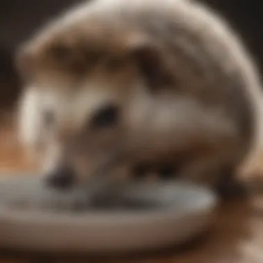 The Significance of Hydration for Hedgehogs A close-up of a hedgehog drinking water from a shallow dish