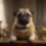 An ancient depiction of pugs in a royal setting.