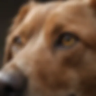 A close-up of a dog's affected skin area with a hot spot.