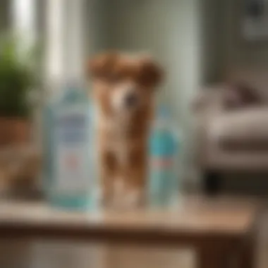 Exploring Listerine as a Home Remedy A bottle of Listerine placed next to a dog in a comfortable setting.
