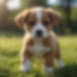 A healthy puppy playing in the grass, symbolizing good health.