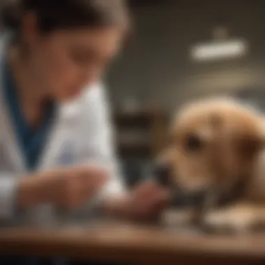 A veterinarian consulting with a pet owner about their puppy's health.