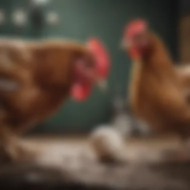 A veterinarian examining a hen, highlighting health checks.