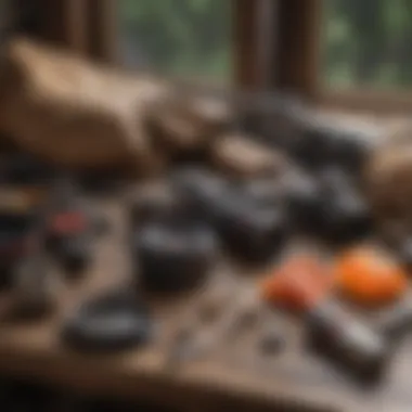 Essential hunting gear laid out on a table