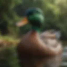A vibrant Mallard duck with distinctive green head