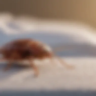 Close-up of bed bug on a mattress seam