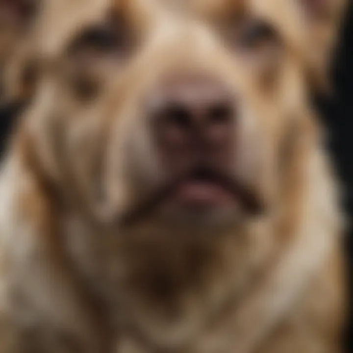 Close-up of a dog's skin showing signs of mange