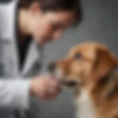 A veterinarian examining a dog for skin conditions