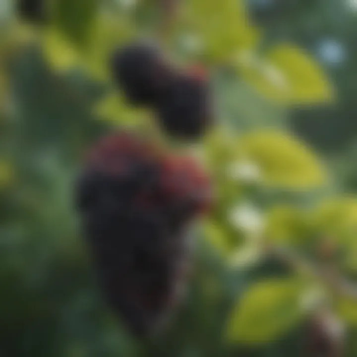 Bunch of ripe elderberries illustrating the fruit's distinct features.