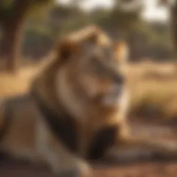 Majestic lion resting in its natural habitat