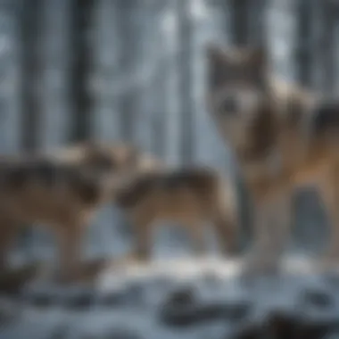 The Social Structure: Wolves in Their Natural Environment A pack of wolves in a snowy forest