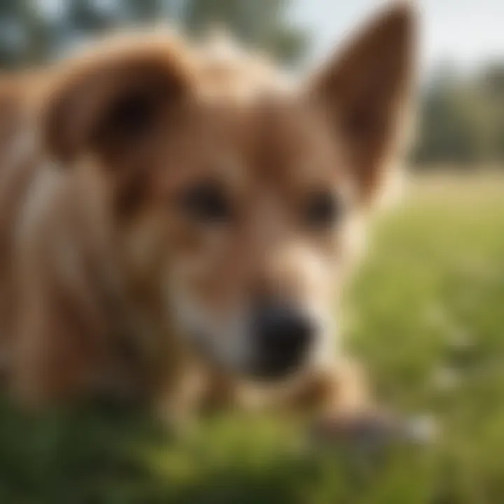 A veterinarian examining a dog's health