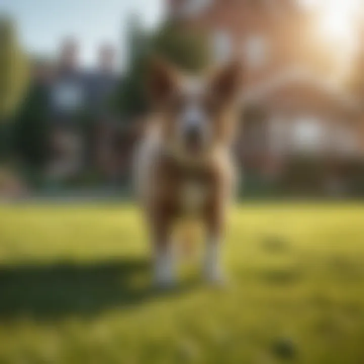 Pet owner using a lawn treatment to mitigate urine effects