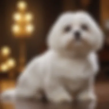 Elegant Maltese with Silky Fur A Maltese dog sitting gracefully, showcasing its long, silky coat.