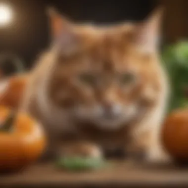 A close-up of various types of fiber sources for cats, including pumpkin and psyllium.