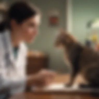 Veterinary Consultation for Dietary Changes A cat owner consulting with a veterinarian about dietary adjustments.