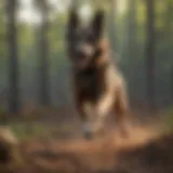 A military dog in action, showcasing its agility and training.