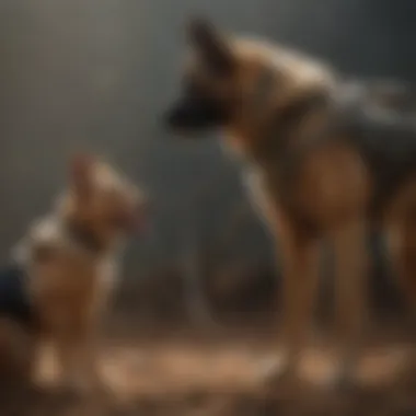 Bond Between Canine and Handler A military dog and its handler sharing a moment of camaraderie.