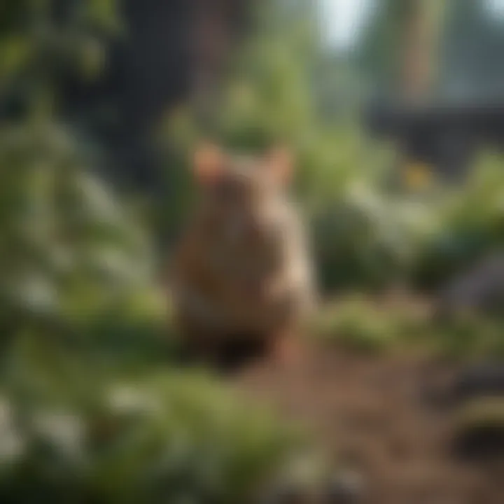 An herbal garden showcasing multiple species with rodent-repelling traits