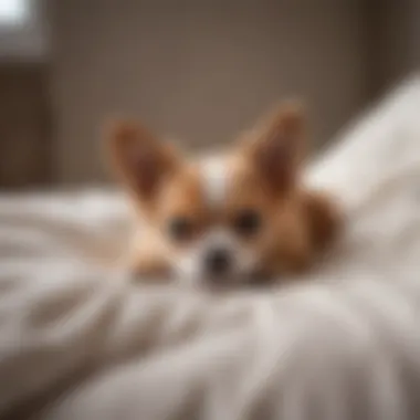 Healthy small dog happily on the bed