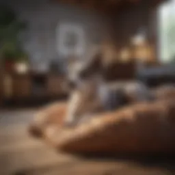 Cozy pet bedding setup in a living space