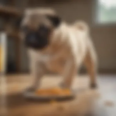 Energetic Playtime: The Benefits of Proper Nutrition Pug puppy playing energetically after a hearty meal
