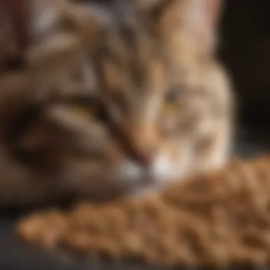 High-Calorie Dry Kibble for Healthy Weight Gain A healthy cat enjoying high-calorie dry kibble