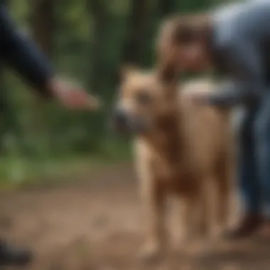 A pet owner applying a topical treatment to their dog